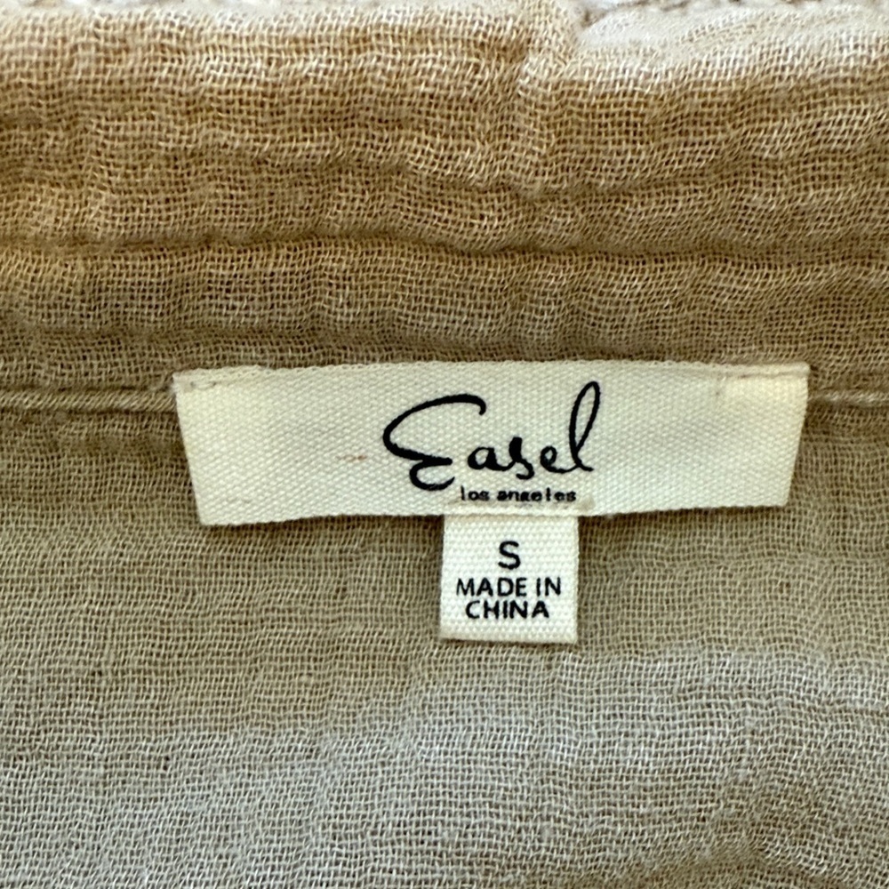 Easel tan gauze pullover top sz S - Picture 4 of 5